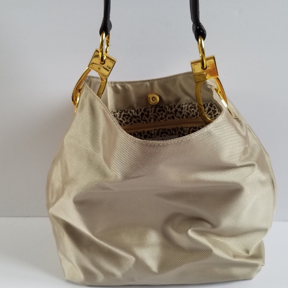 Braciano Nylon Tan/Beige/Gold Shoulder Bag